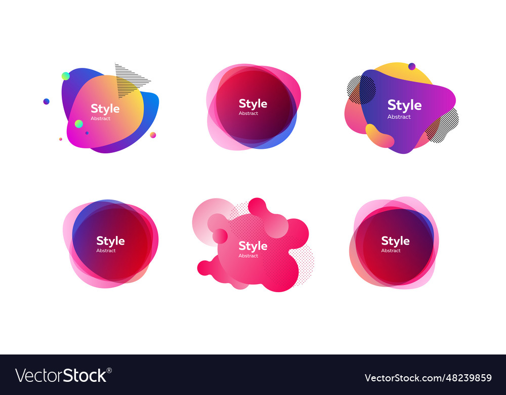 Bright multi layer irregular shapes set vector image Bright multi layer irregular shapes set