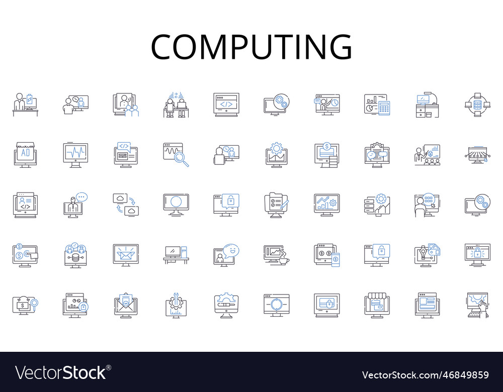 Computing line icons collection accessibility vector image Computing line icons collection accessibility