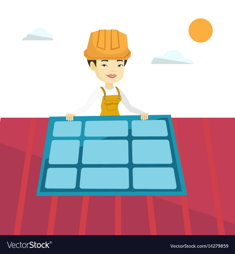 Constructor installing solar panel