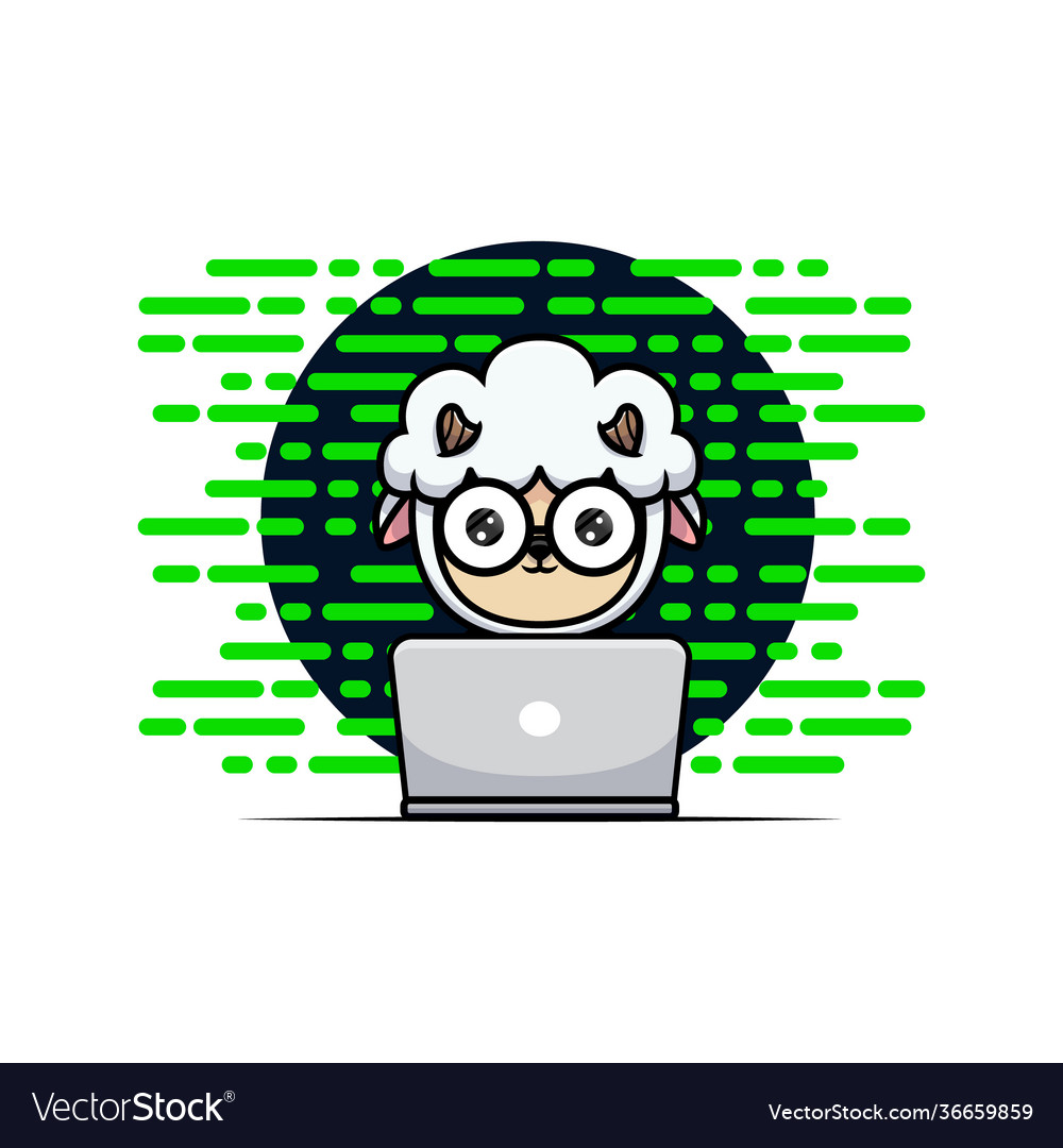 Design cute sheep hacker Vector Image Design cute sheep hacker