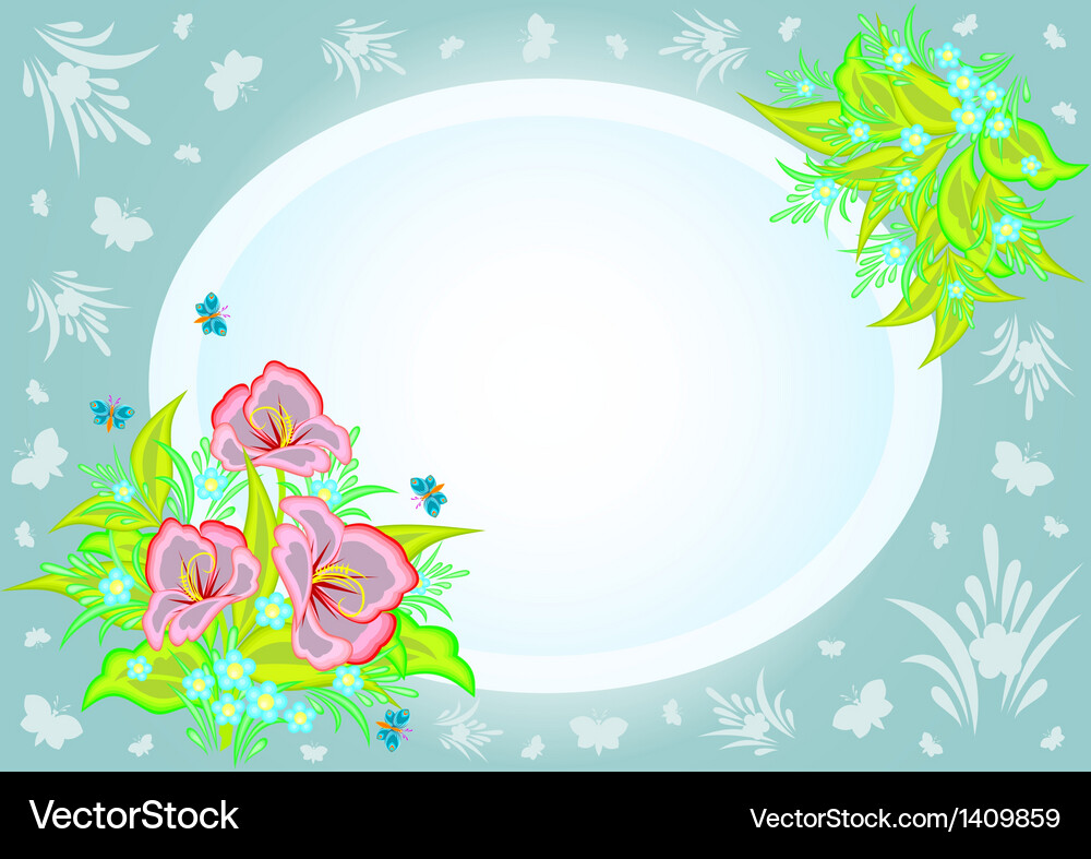Frame with abstract flowers and background Vector Image