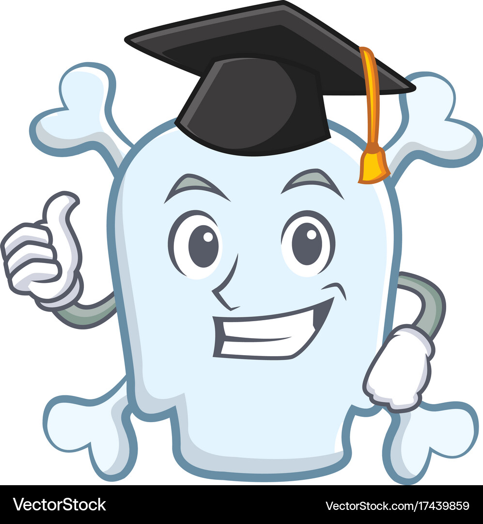 Graduation skull character cartoon style Vector Image