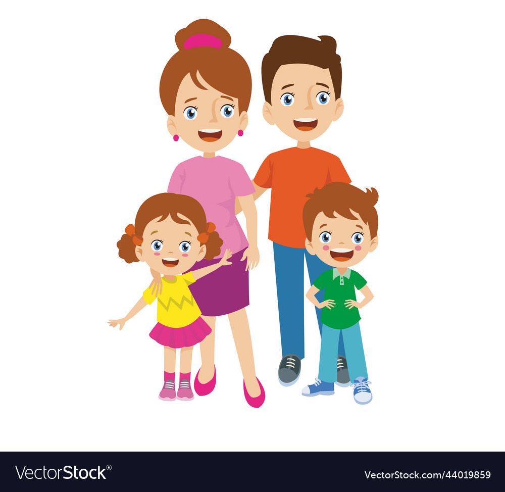 Happy family mom dad and kids Royalty Free Vector Image