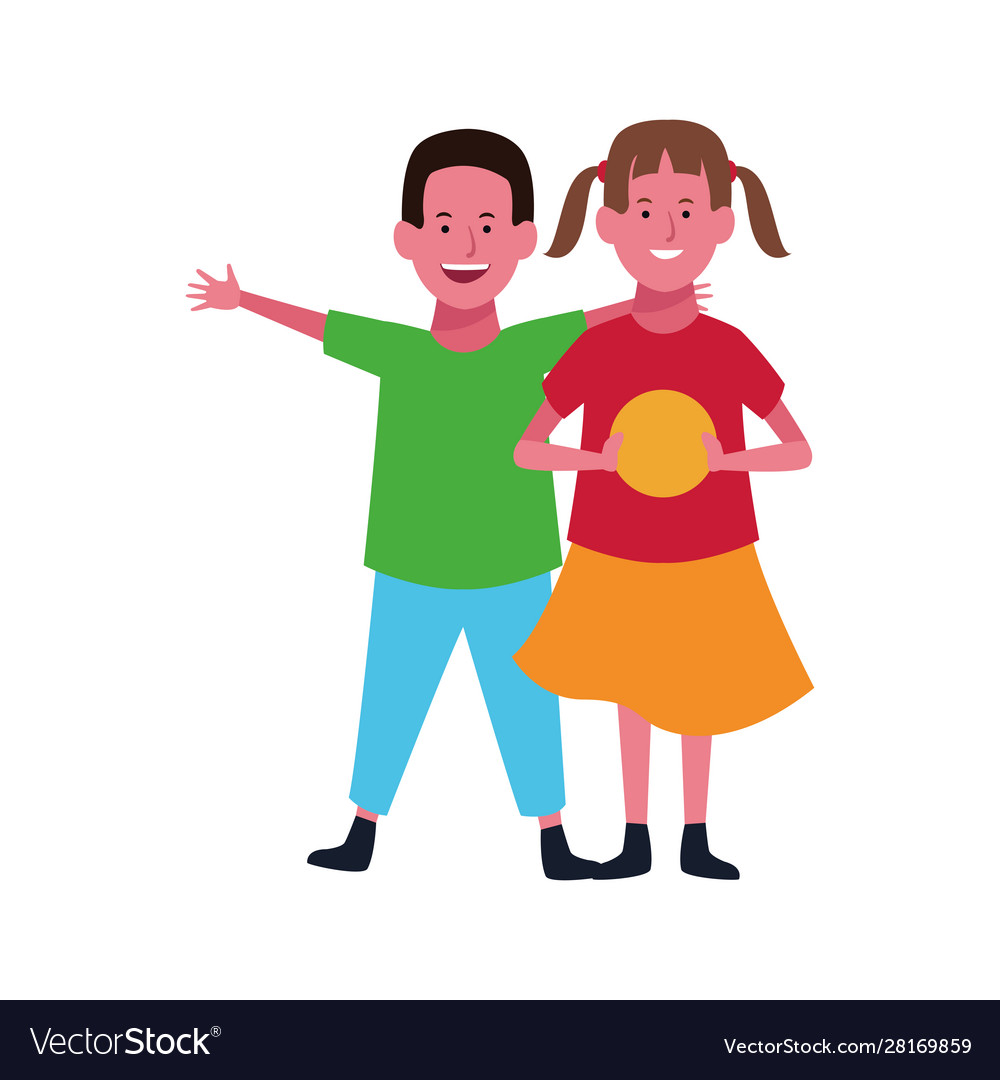 Happy girl and boy icon flat design Royalty Free Vector