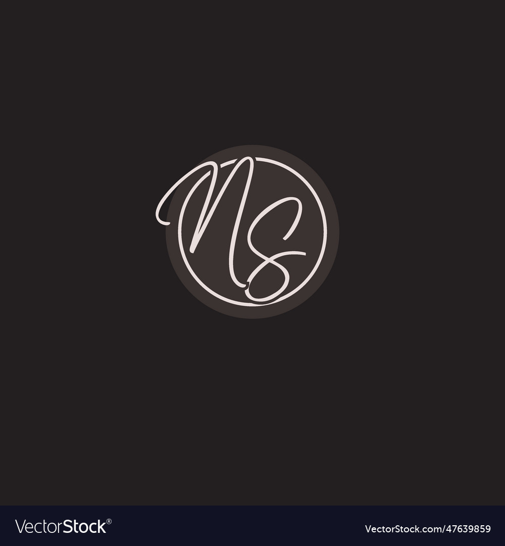 Initials ns logo monogram with simple circle line
