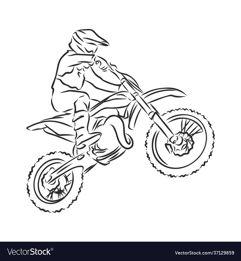 Motocross motorbike hand drawn sketch Royalty Free Vector