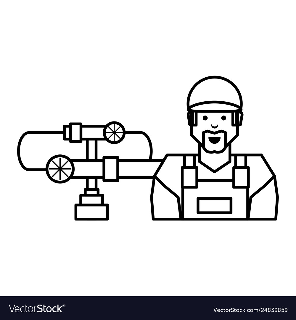 Pipeline petroleum with worker character Vector Image Pipeline petroleum with worker character
