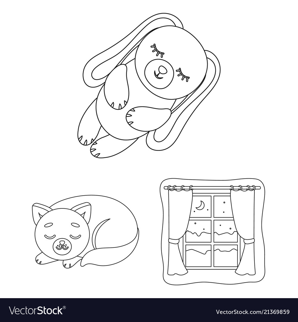 Rest and sleep outline icons in set collection