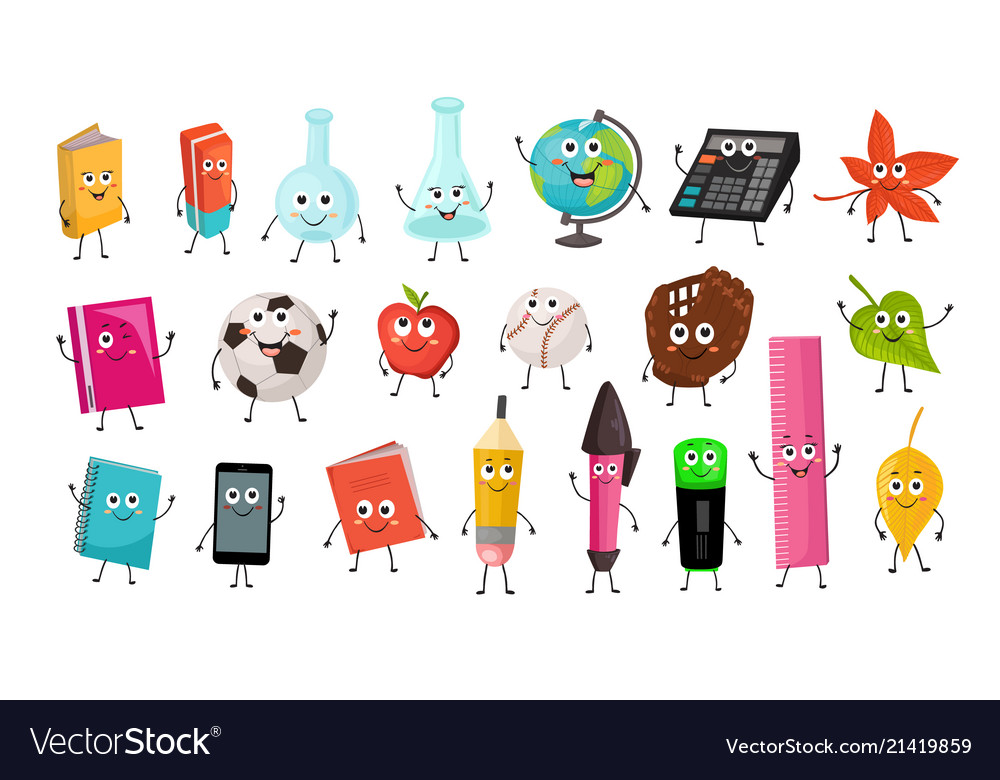 School Objects Collection - Smiley Characters