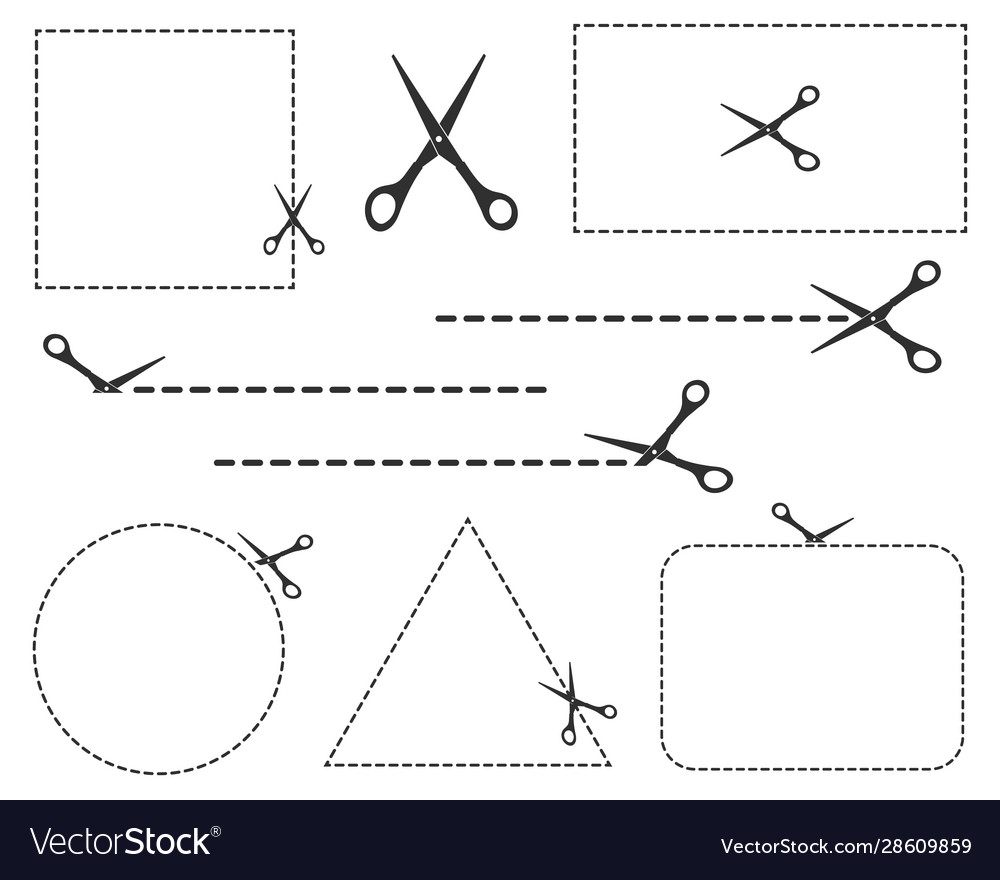 Scissorsscissors icon shape with seamless cut line vector image Scissorsscissors icon shape with seamless cut line
