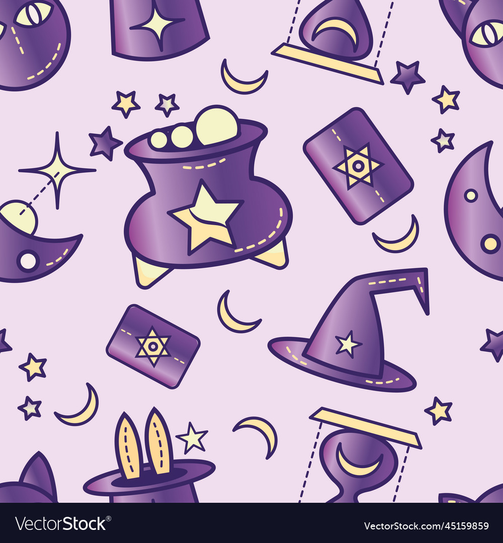 Seamless pattern background with magic icons vector image Seamless pattern background with magic icons