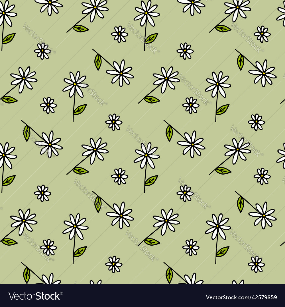 Seamless pattern with simple chamomile on light Vector Image