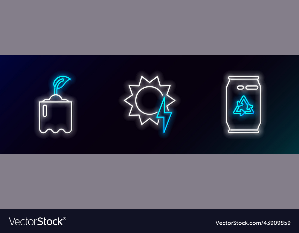 Set line can with recycle symbol and sprout