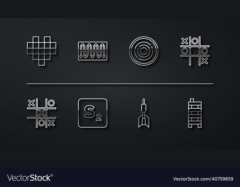 Set line pixel hearts for game tic tac toe dart vector image Set line pixel hearts for game tic tac toe dart