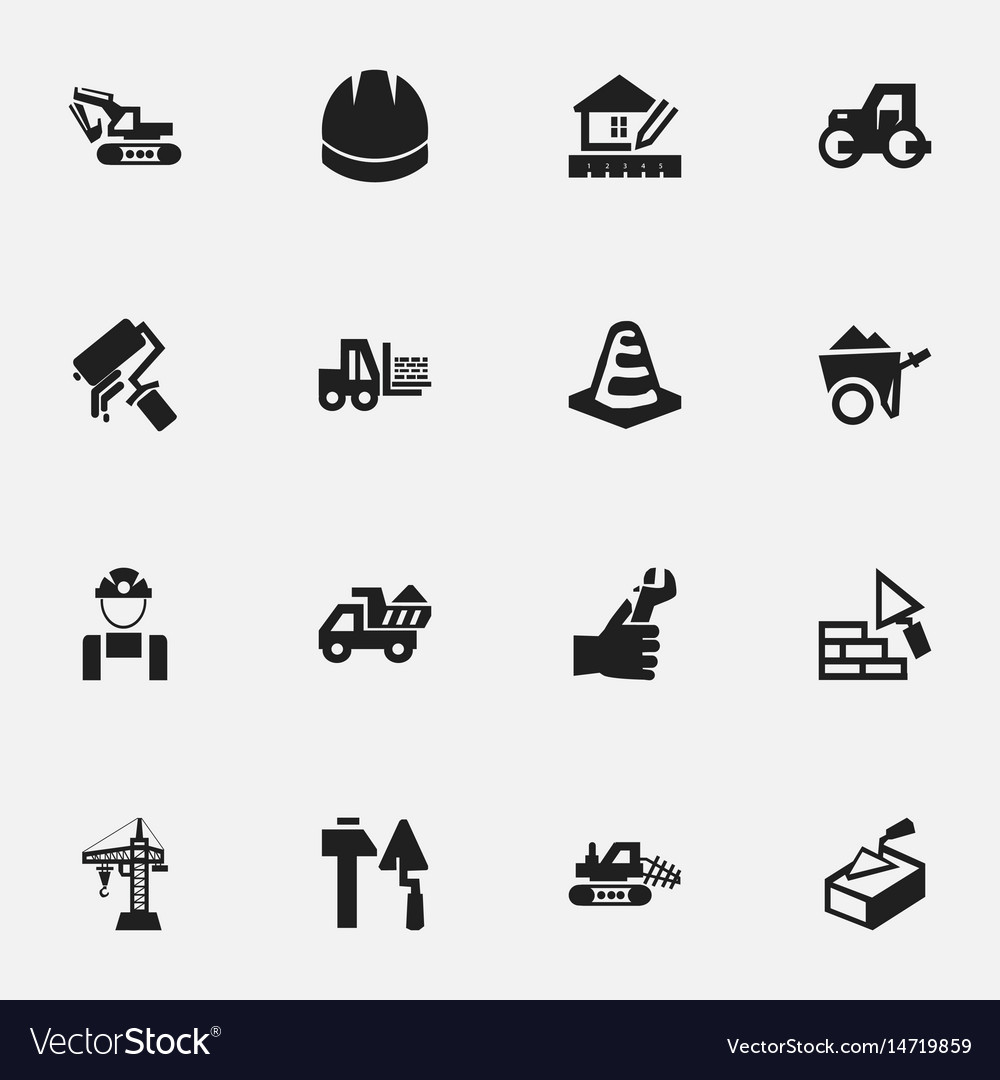 Set of 16 editable building icons includes