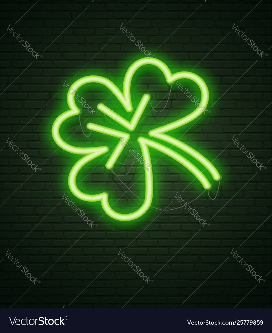 St patricks Tag Neon Schild und grüne Ziegelwand