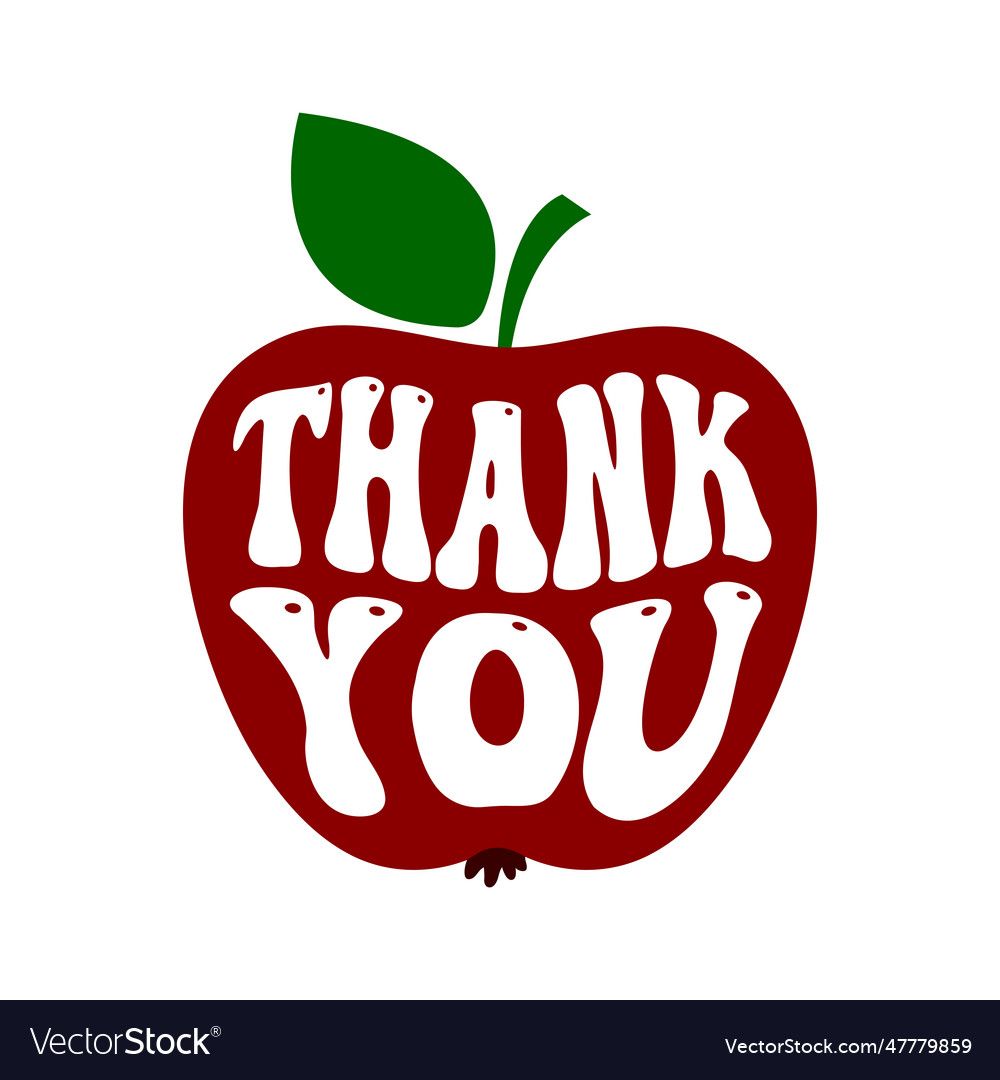 Thank you apple for the teacher card Royalty Free Vector