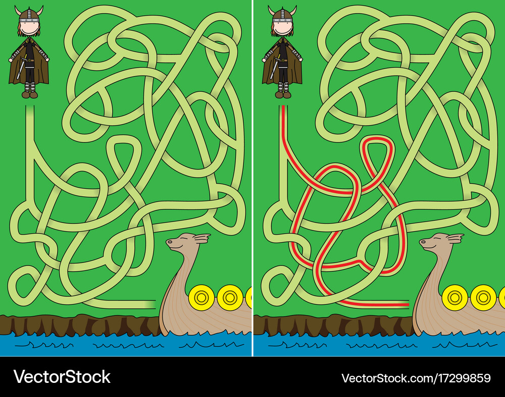 Viking maze Royalty Free Vector Image - VectorStock