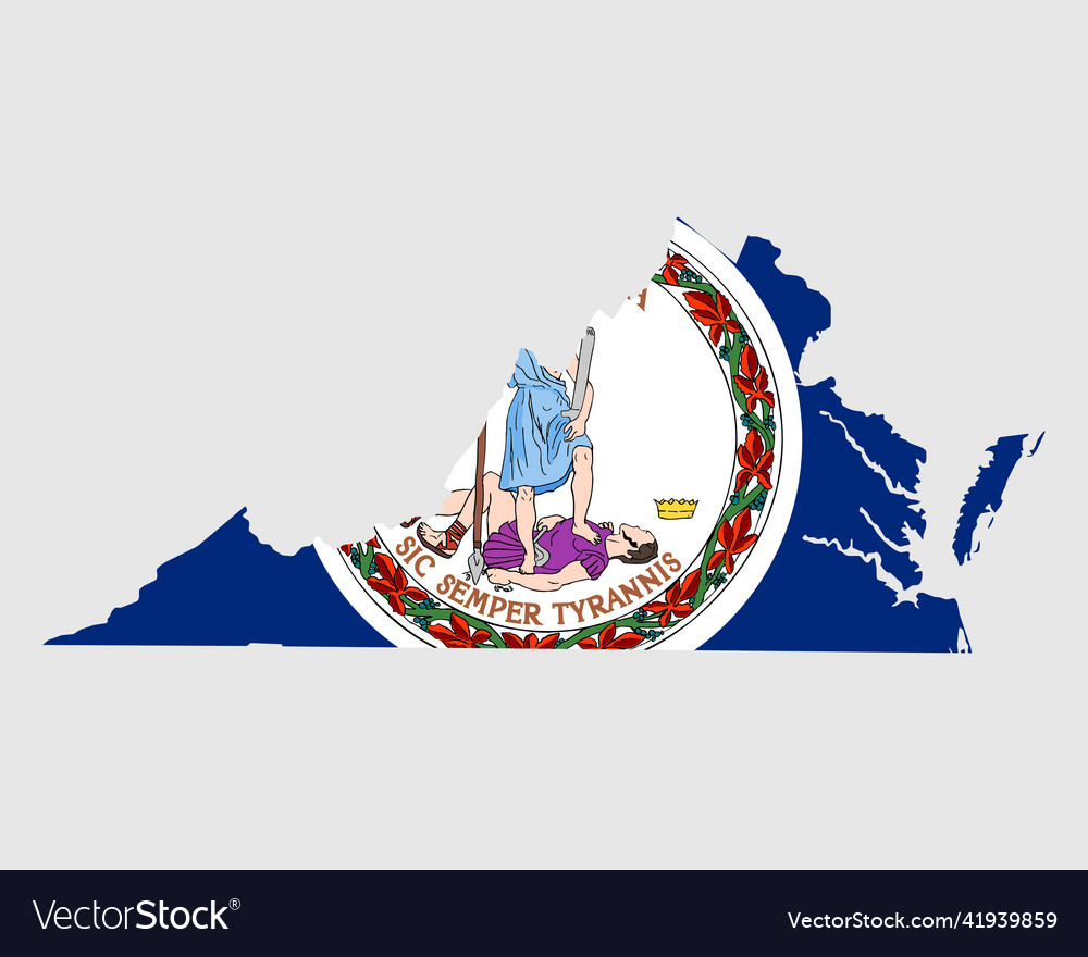 Virginia map flag va usa us state and banner Vector Image