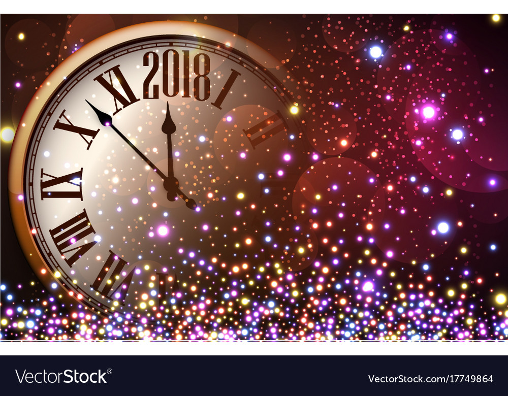 2018 new year background with clock