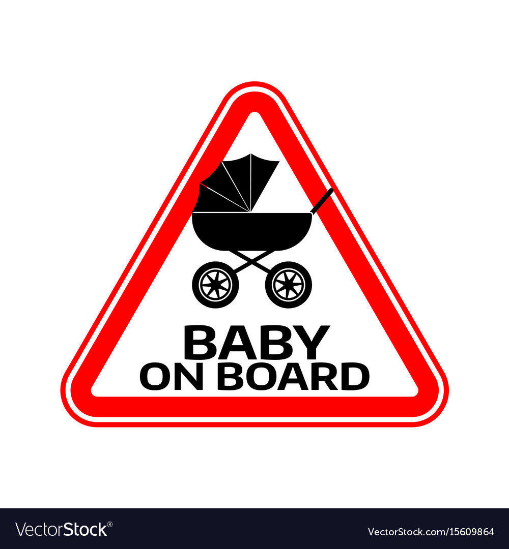 Baby on board sign with child carriage silhouette