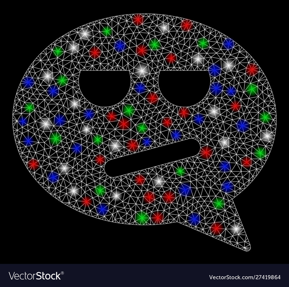 Bright mesh network bored smiley message vector image Bright mesh network bored smiley message
