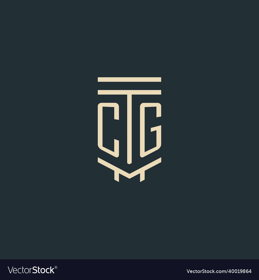 Cg initial monogram with simple line art pillar Vector Image Cg initial monogram with simple line art pillar