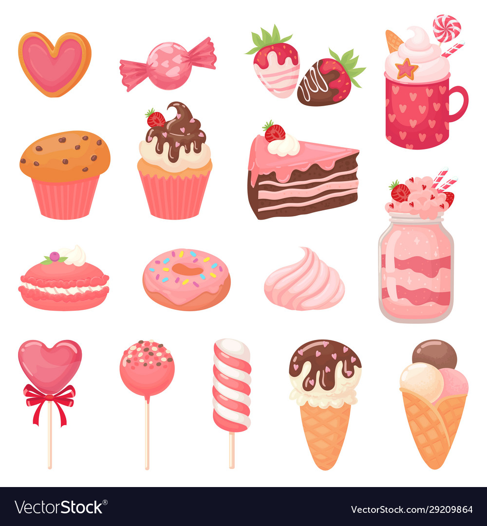 Cute valentines sweets heart lollipop sweet ice Vector Image