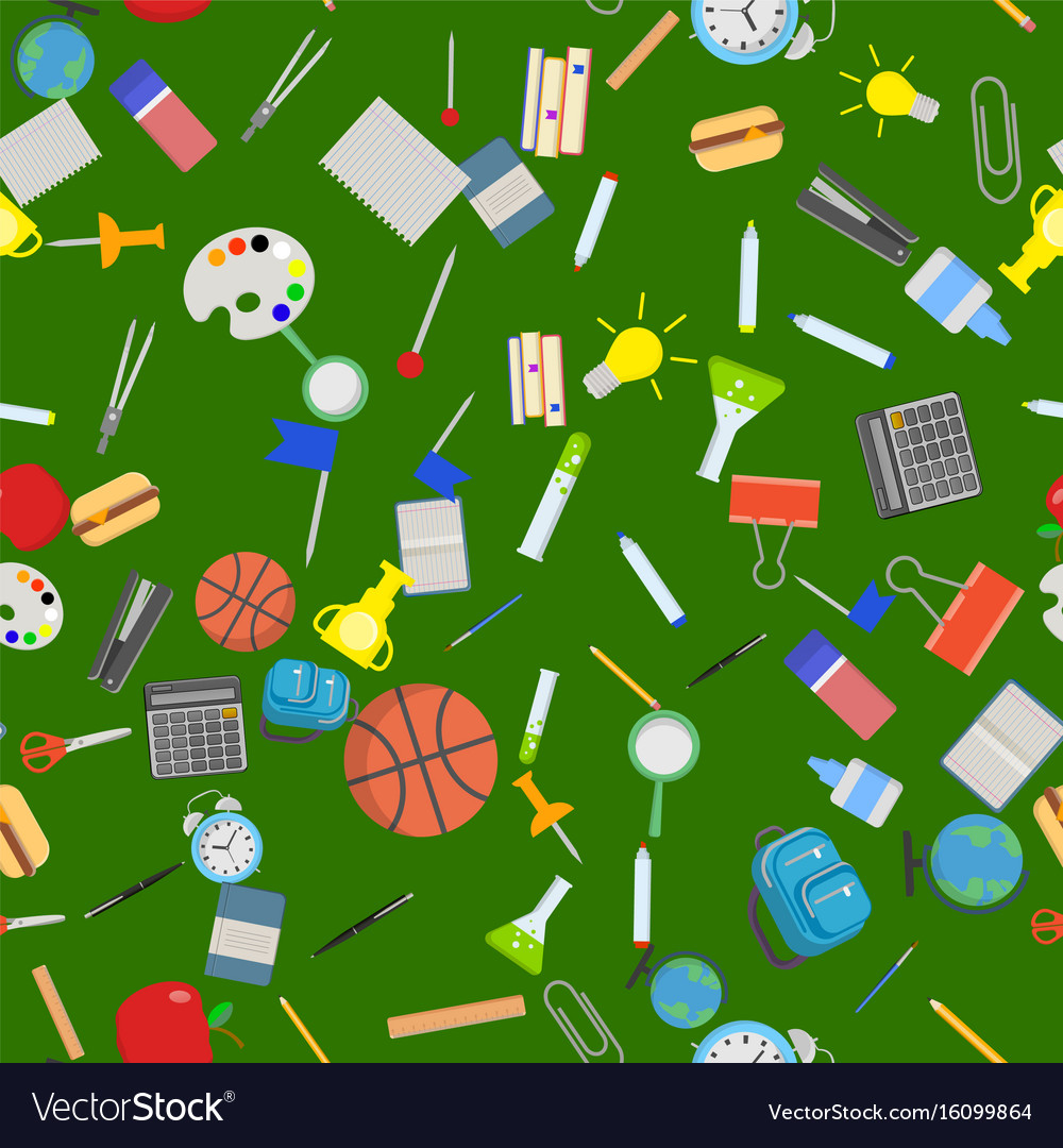 Different school objects in good seamless pattern