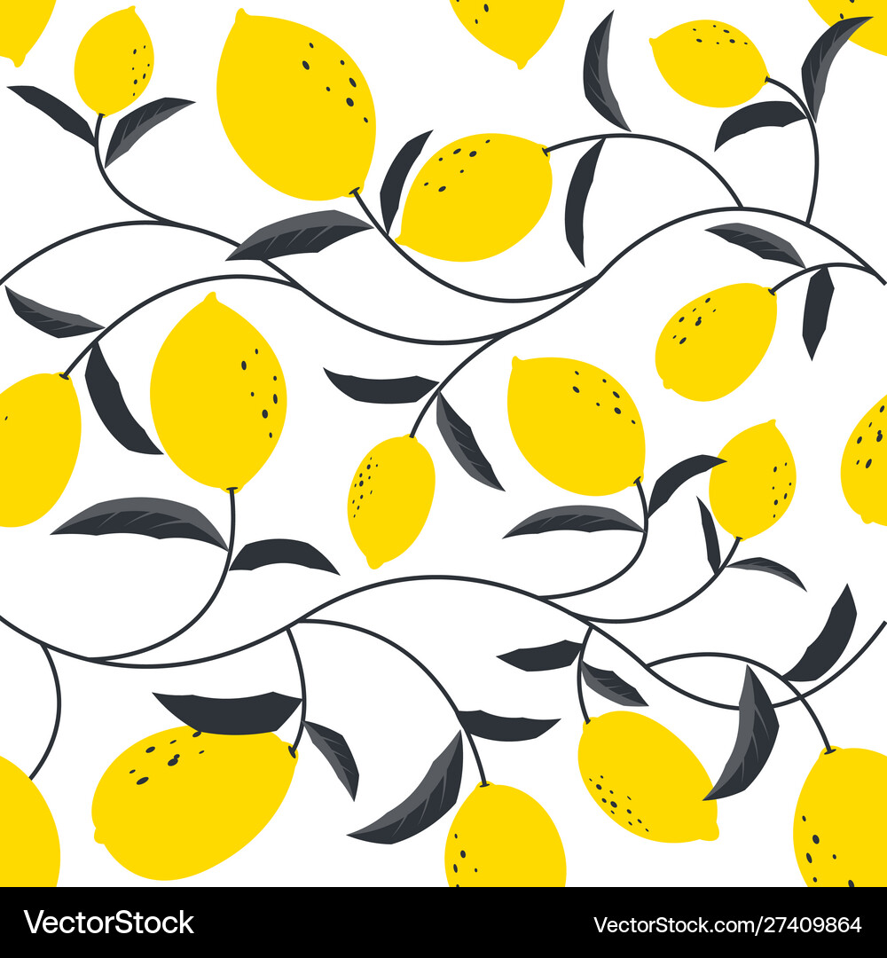 Fresh lemon fruit seamless pattern Royalty Free Vector Image
