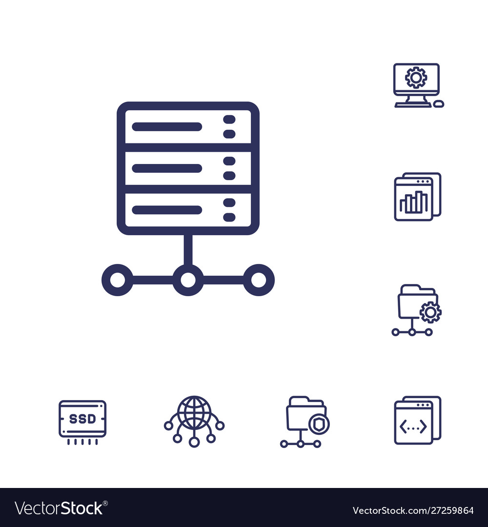 Hosting networks ftp servers line icons