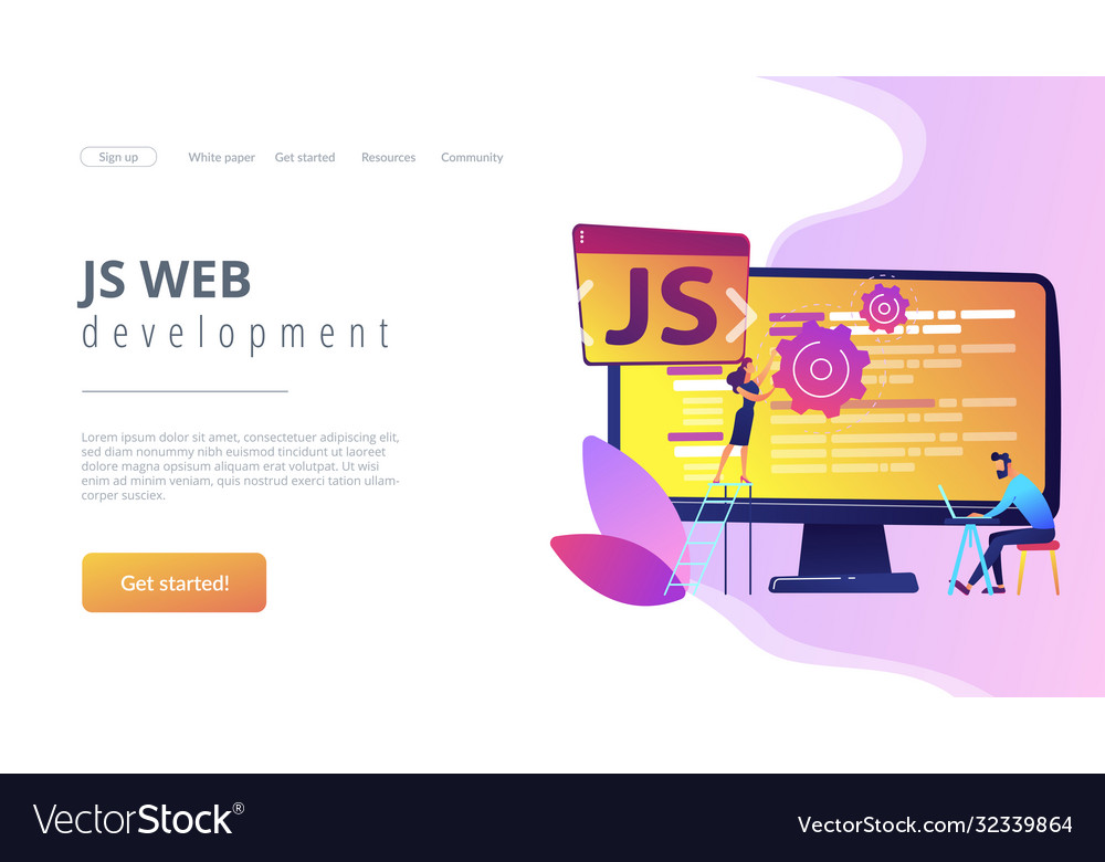 Javascript concept landing page vector image Javascript concept landing page