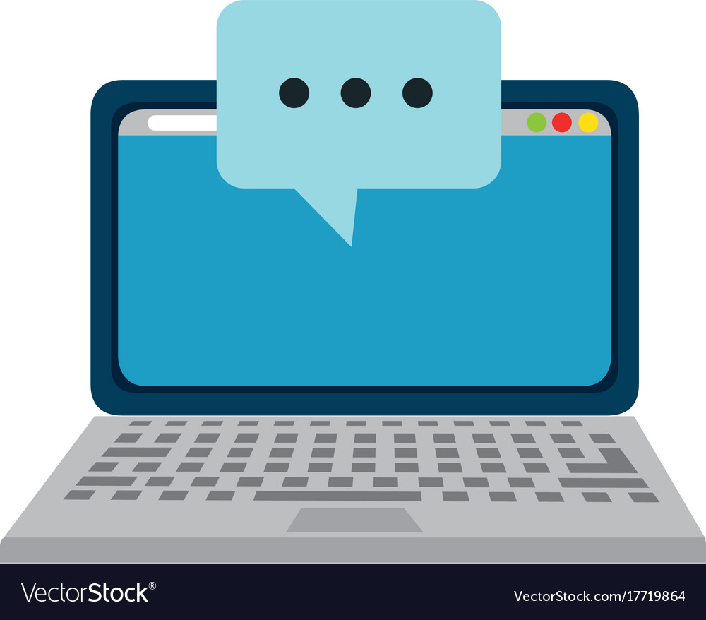 Laptop computer with speech bubble