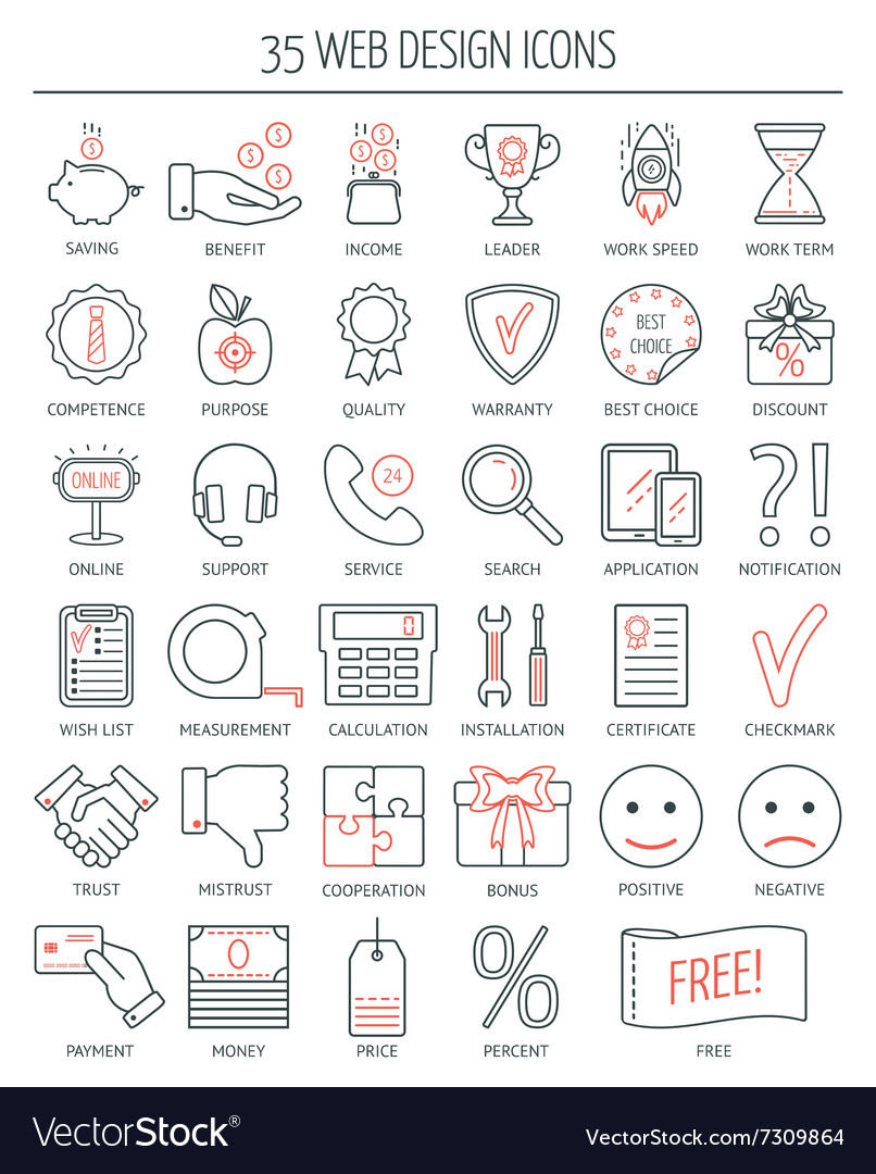 Linear web design icons modern line
