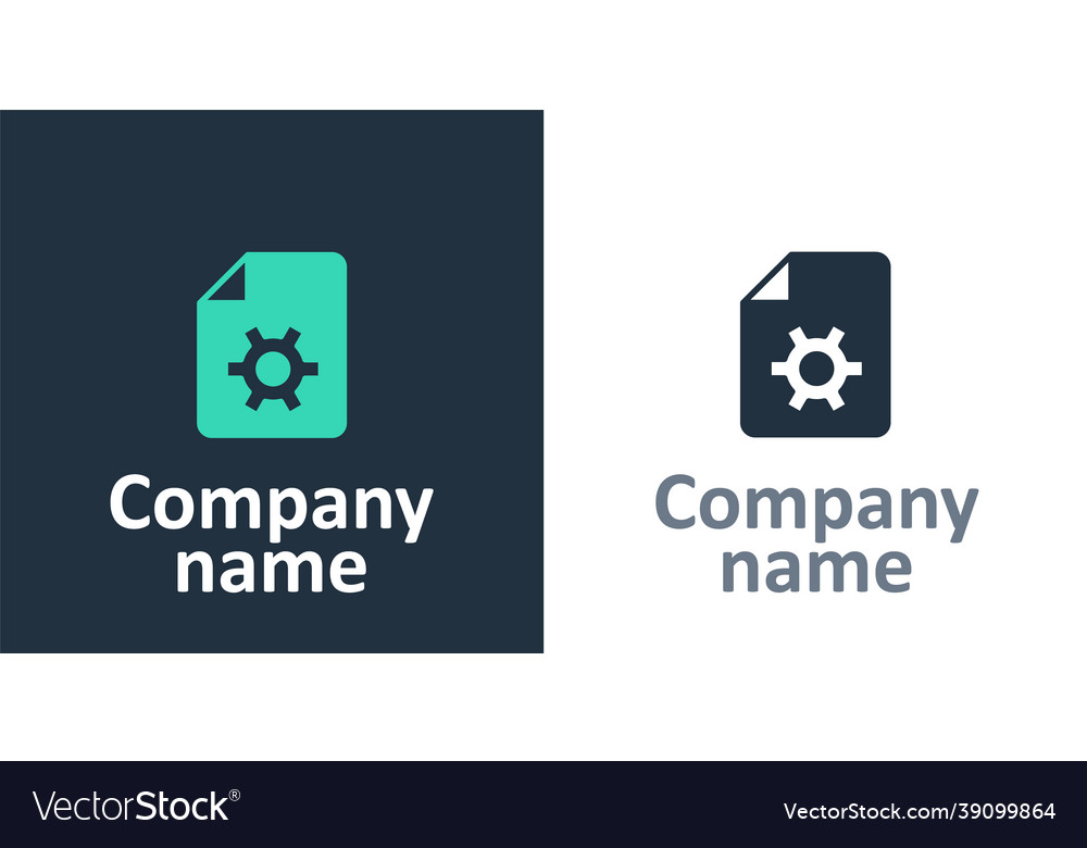Logotype document settings with gears icon vector image Logotype document settings with gears icon