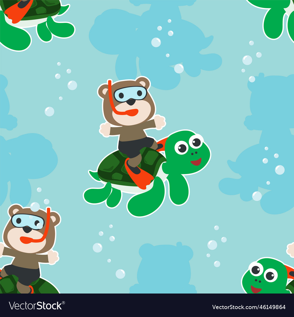 Seamless pattern texture with little turtle Vector Image Seamless pattern texture with little turtle