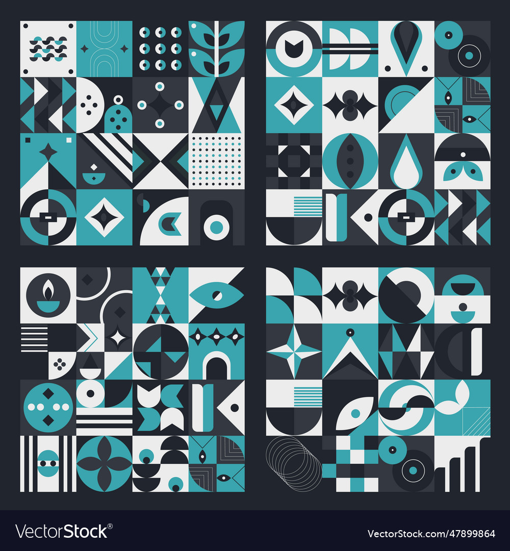 Set abstract geometric pattern design in modern