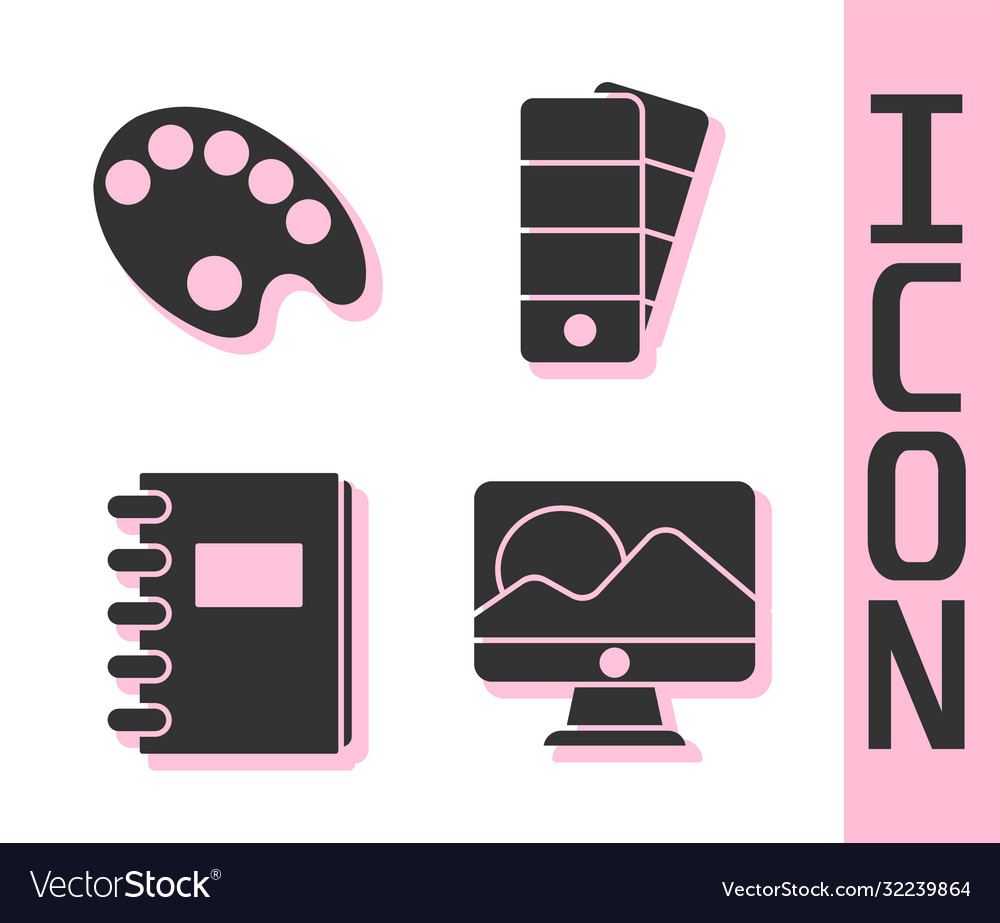 Set computer monitor screen palette spiral vector image Set computer monitor screen palette spiral