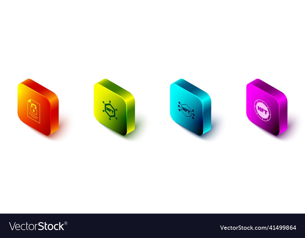 Set isometric document and lock nft blockchain Vector Image Set isometric document and lock nft blockchain