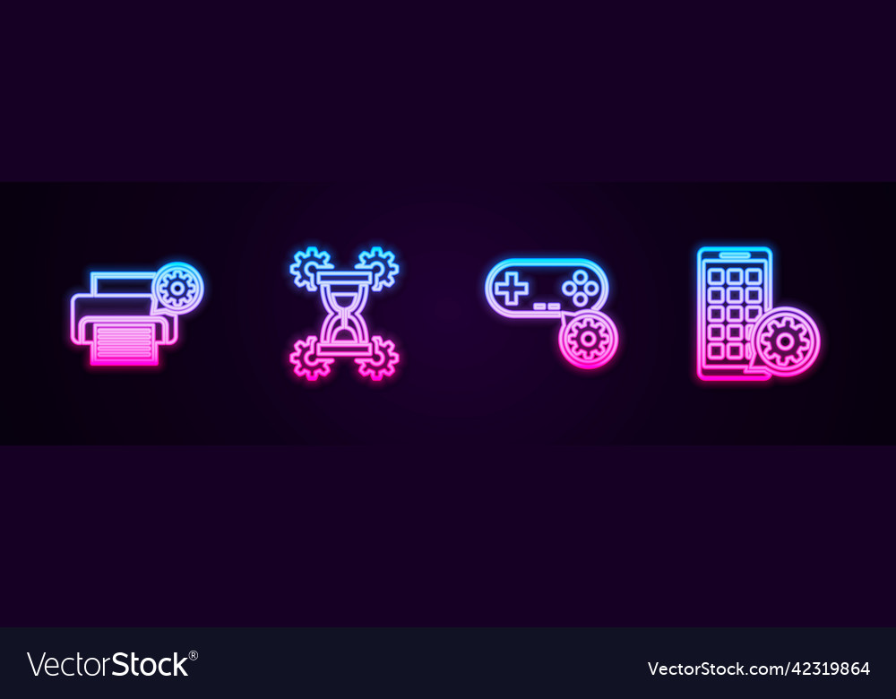Set line printer setting hourglass gamepad vector image Set line printer setting hourglass gamepad