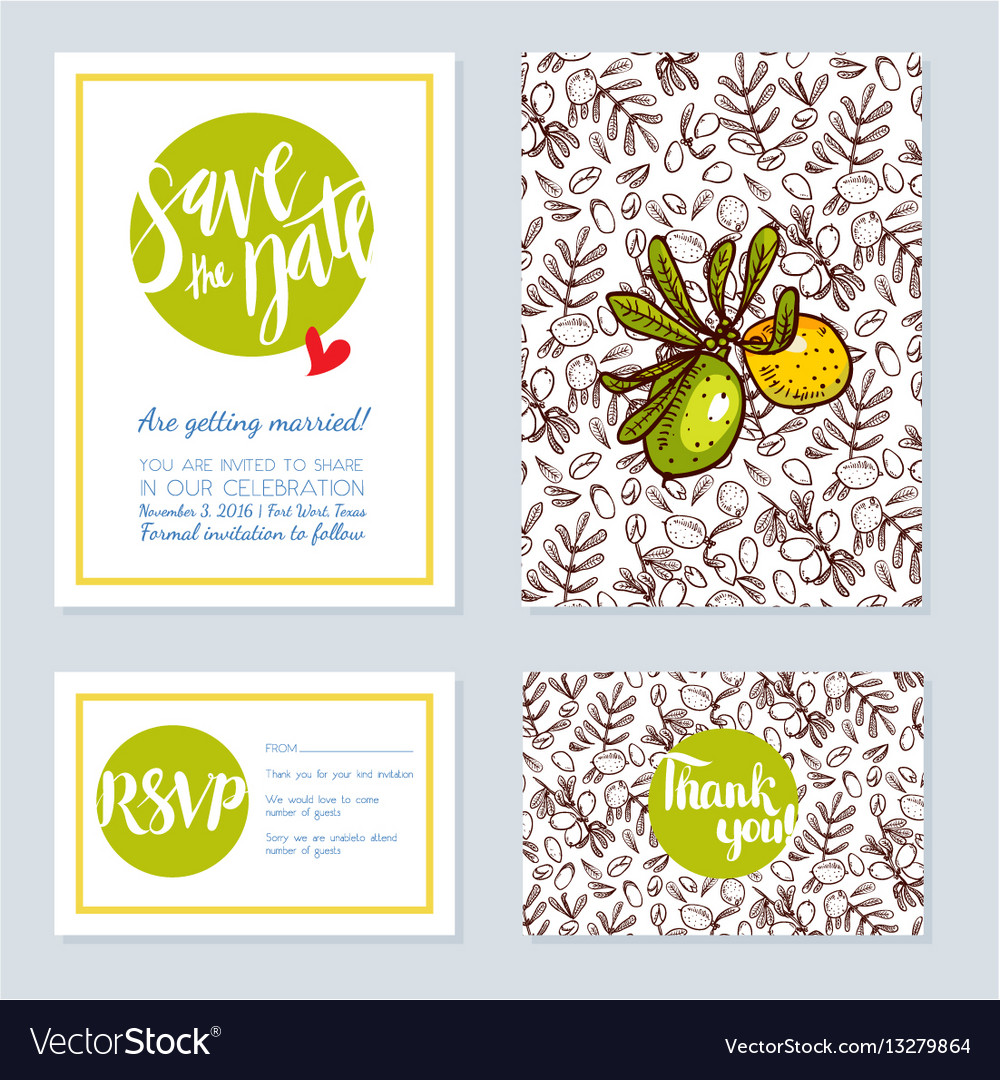 Set of wedding cards invitations