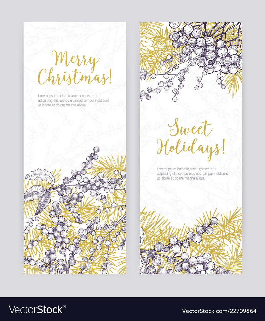 Set vertical christmas banner templates