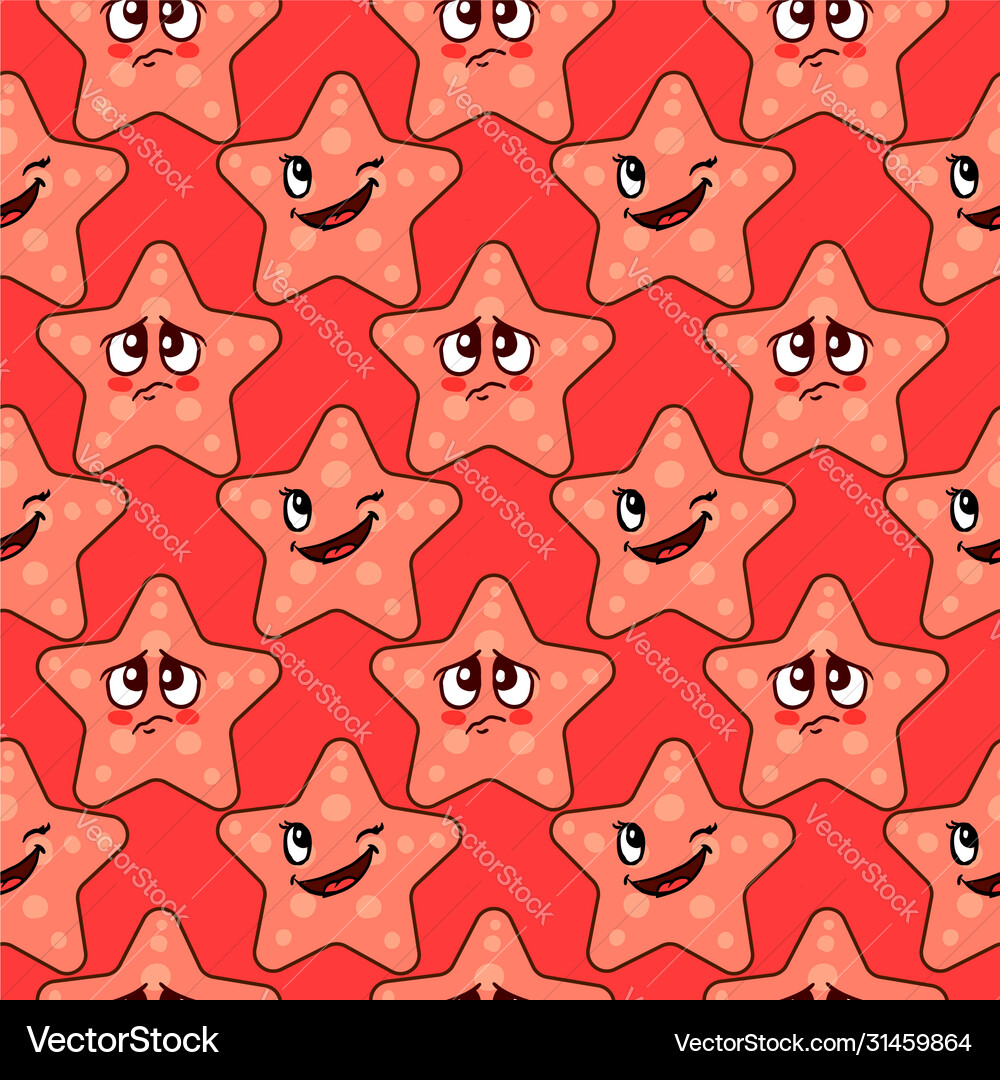 Starfish pattern on white background Royalty Free Vector
