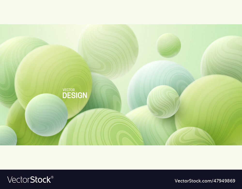 Abstract background with 3d mint green bubbles Vector Image