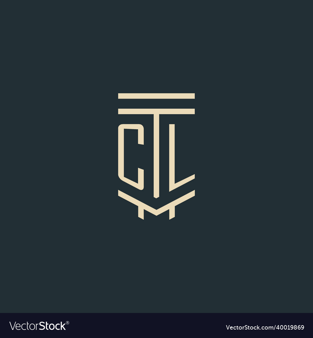 Cl initial monogram with simple line art pillar Vector Image Cl initial monogram with simple line art pillar