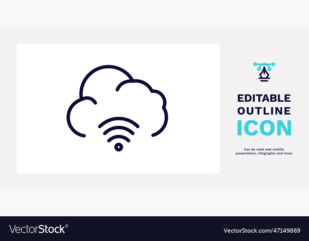 Cloud with connection icon thin line vector image Cloud with connection icon thin line