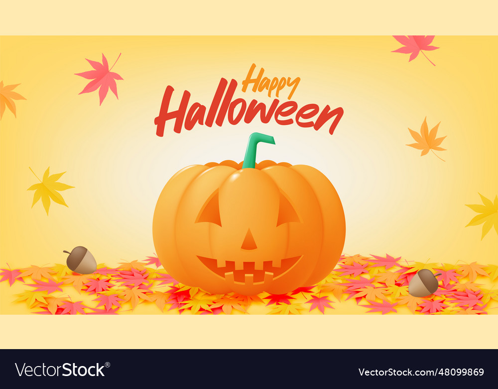 Happy halloween banner art background with pumpkin