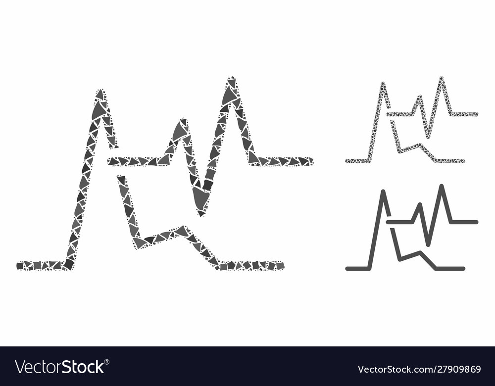 Line graphs composition icon bumpy pieces vector image Line graphs composition icon bumpy pieces