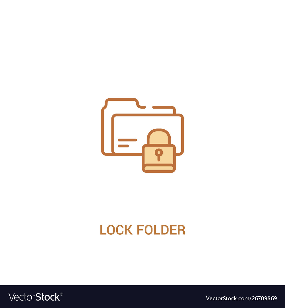Lock folder concept 2 colored icon simple line