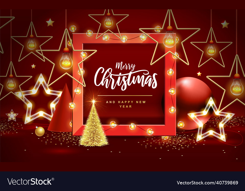 Merry christmas and happy new year poster Vector Image